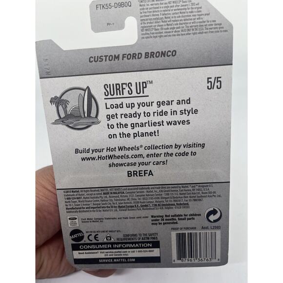 2017 Hot Wheels ZAMAC #17 5/5 Surf's Up Custom Ford Bronco - Picture 5 of 6